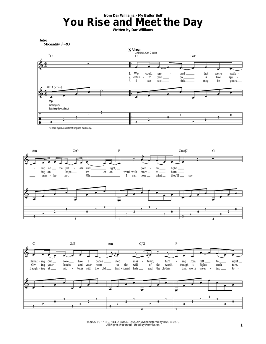 You Rise And Meet The Day Acoustic Guitar scores gallery preview page 1