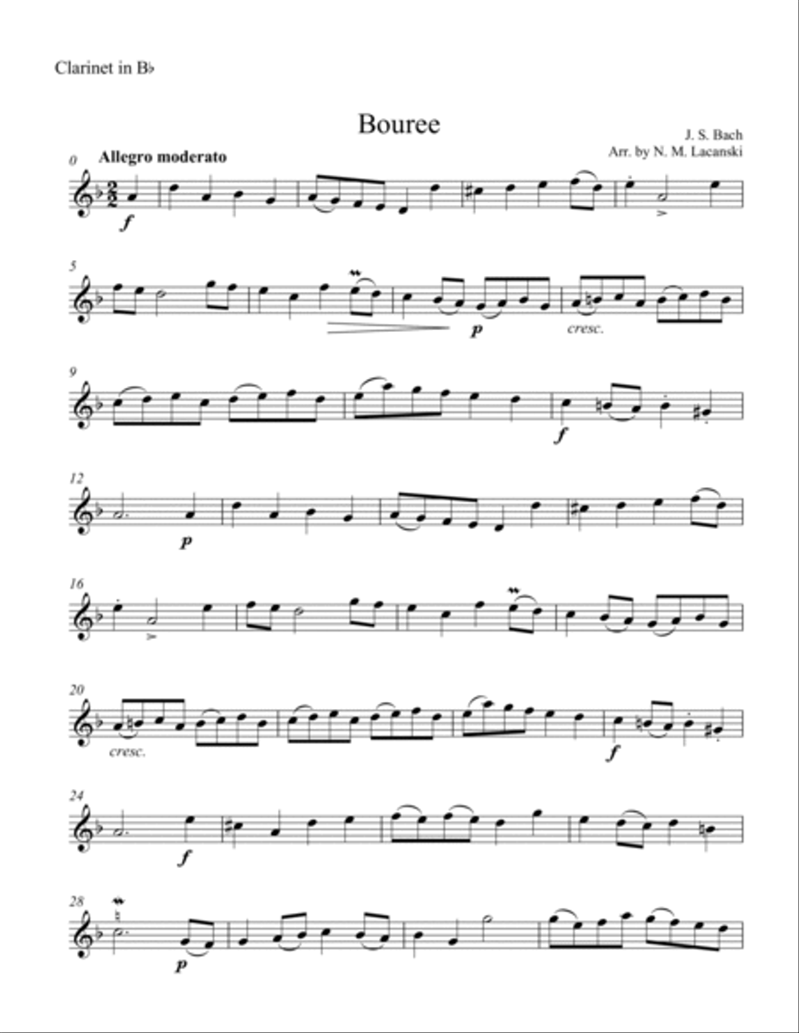 Bouree Bouree Clarinet scores gallery preview page 3