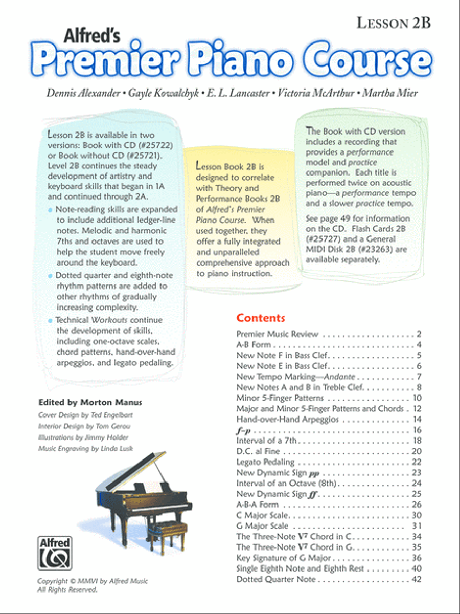 Premier Piano Course Lesson Book, Book 2B image number null