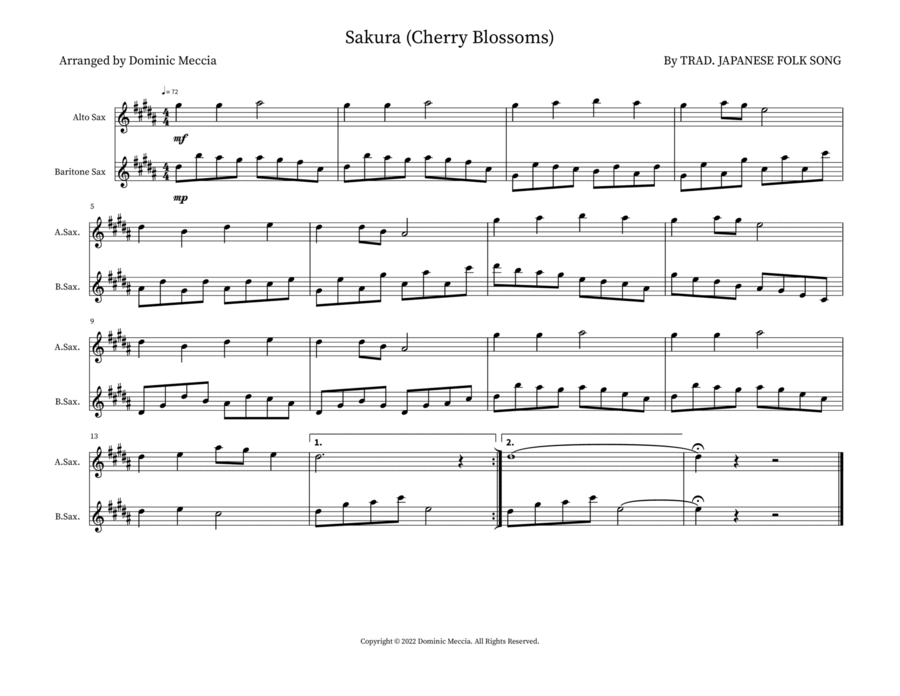 Sakura (Cherry Blossoms) Woodwind Duet scores gallery preview page 1