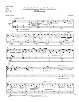 To Singing (Piano Reduction)