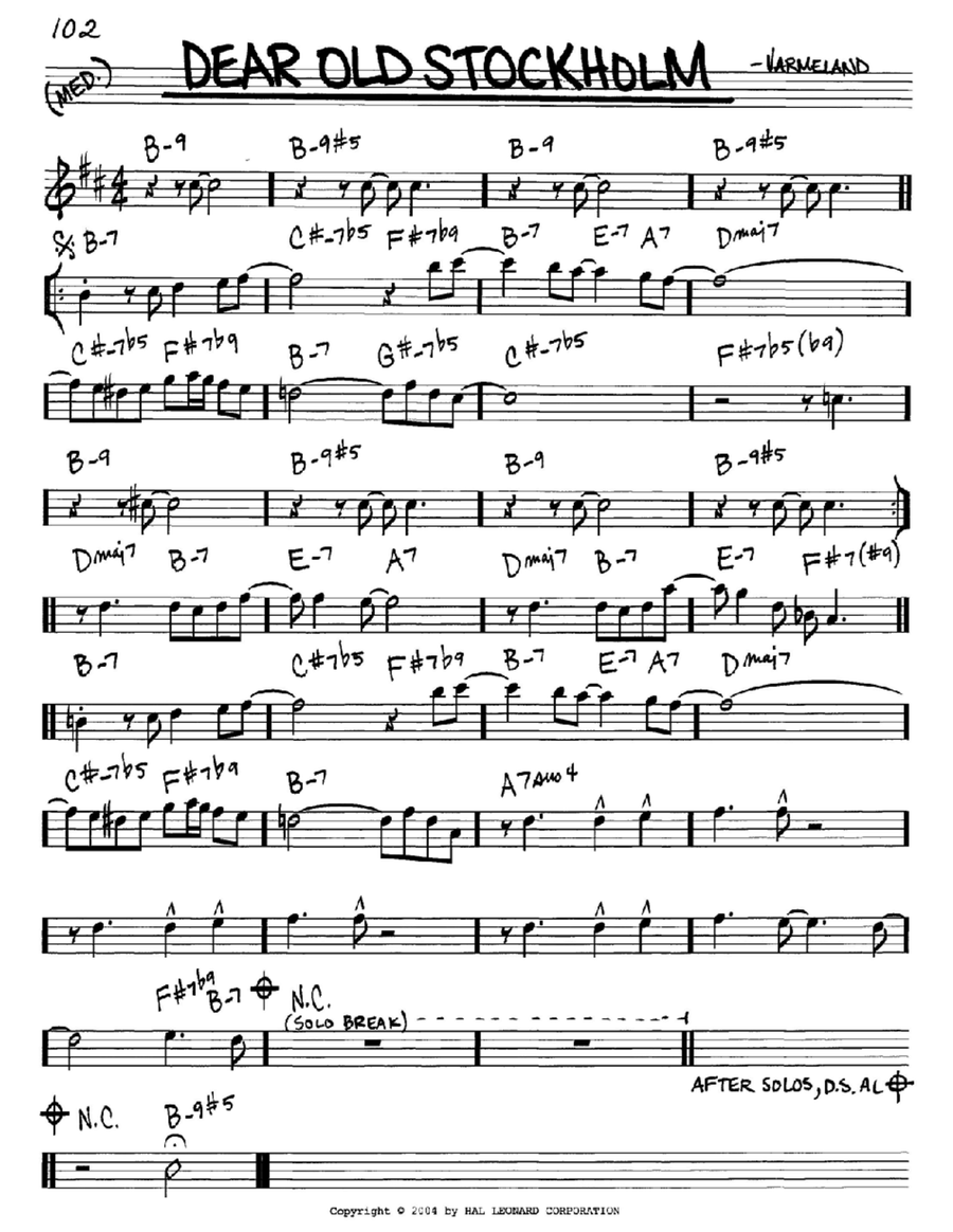 Dear Old Stockholm E-Flat Instrument scores gallery preview page 1