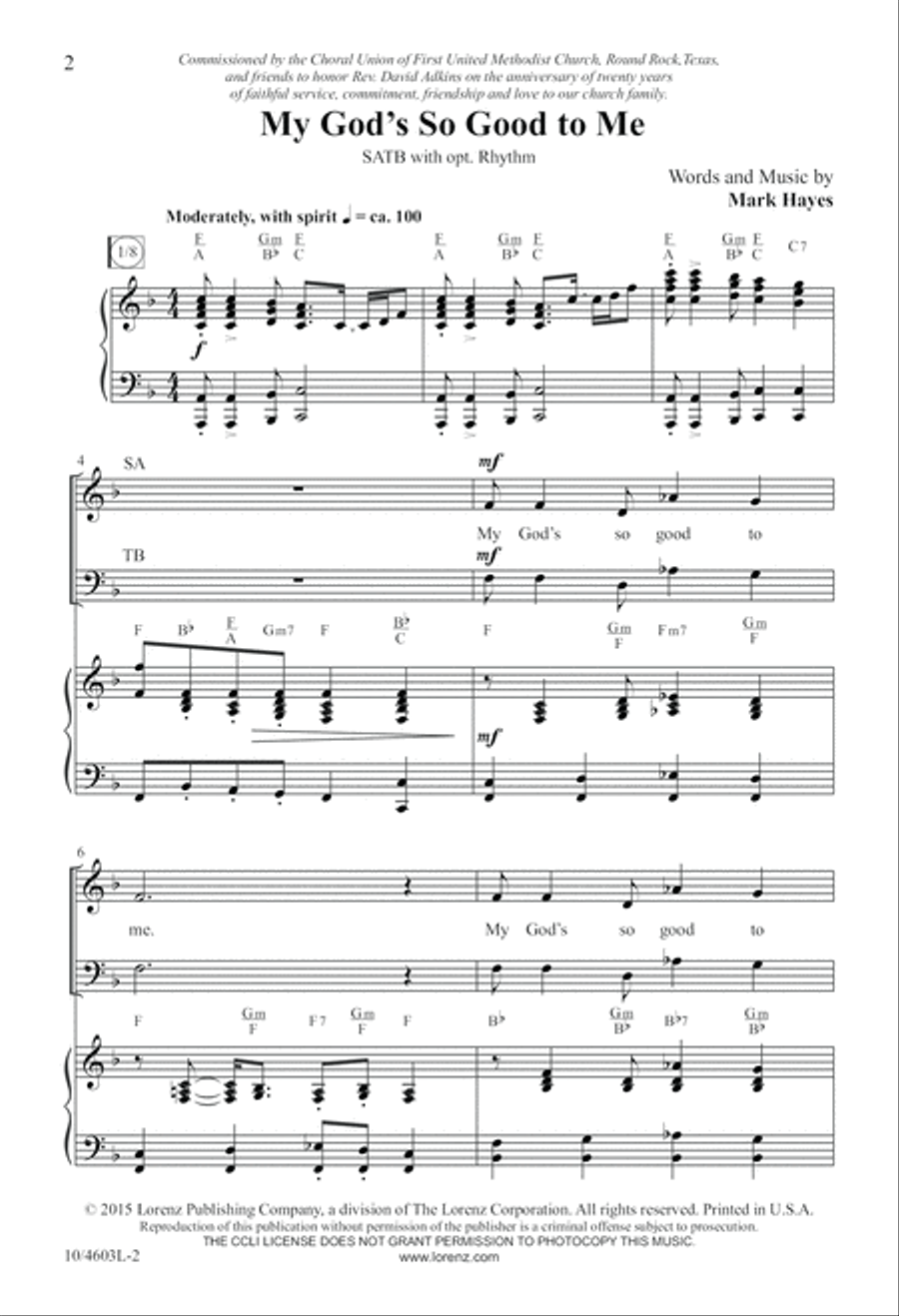 My God's So Good to Me 4-Part scores gallery preview page 3