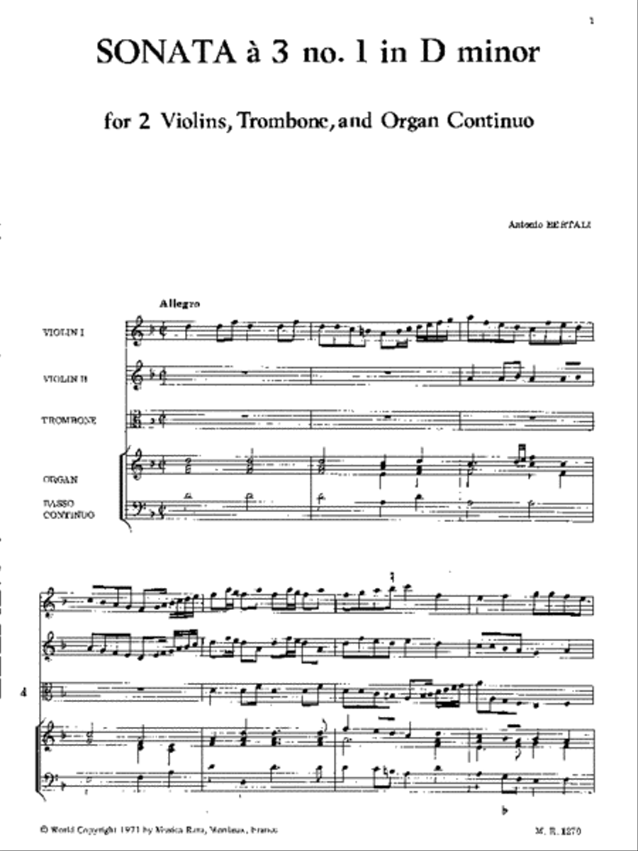 Sonata à 3 No. 1 in D minor Piano Quartet scores gallery preview page 2