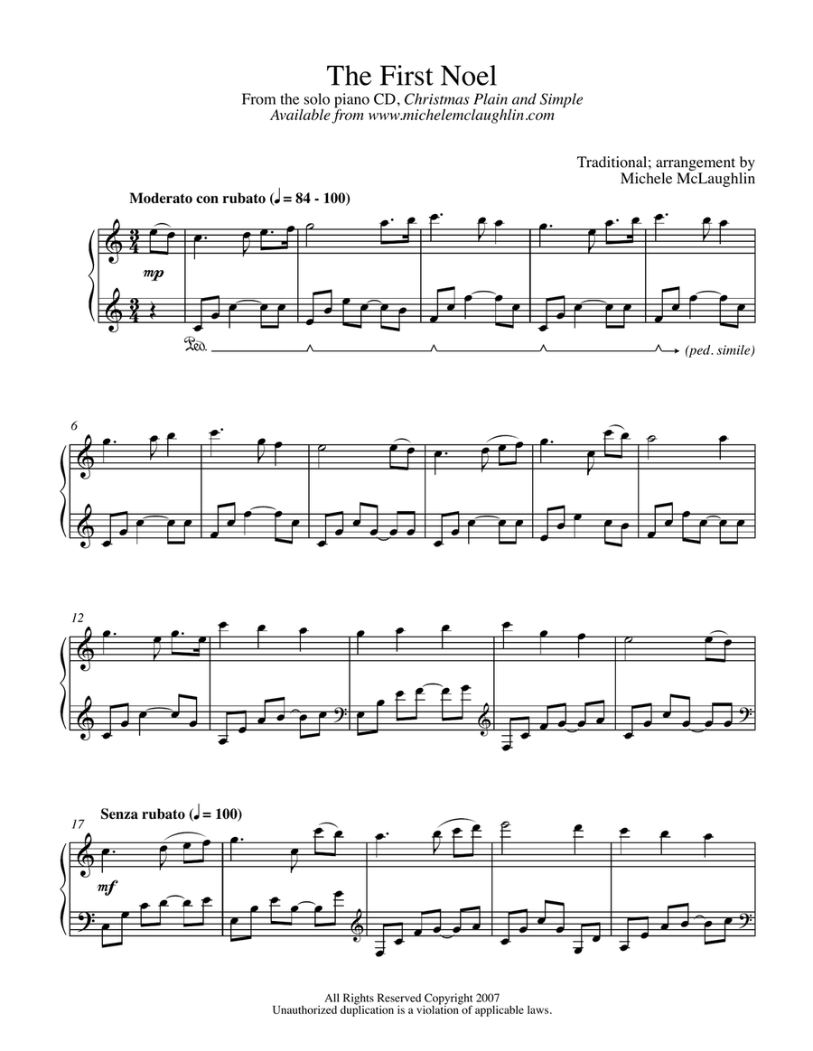 The First Noel Piano Solo scores gallery preview page 1