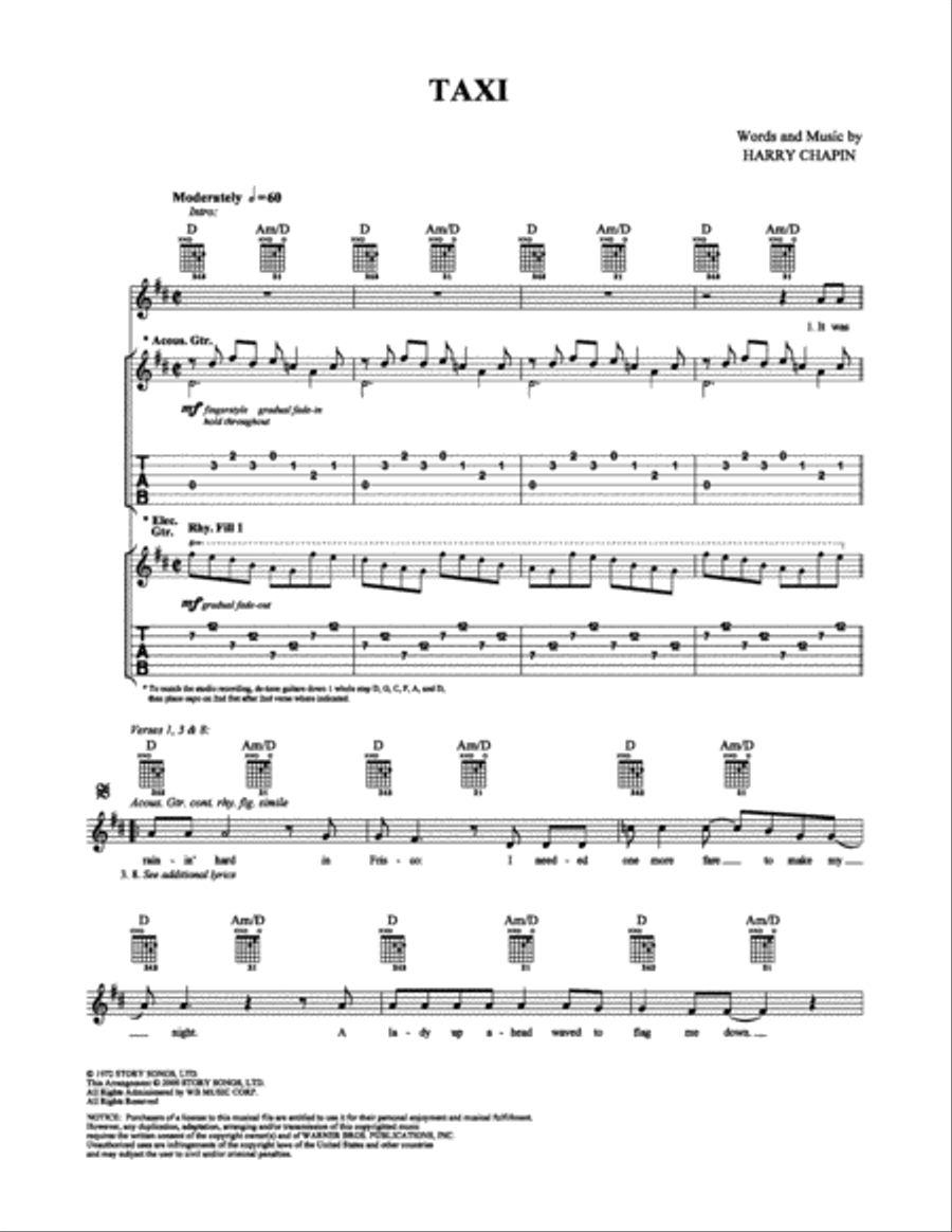 Taxi Electric Guitar scores gallery preview page 1