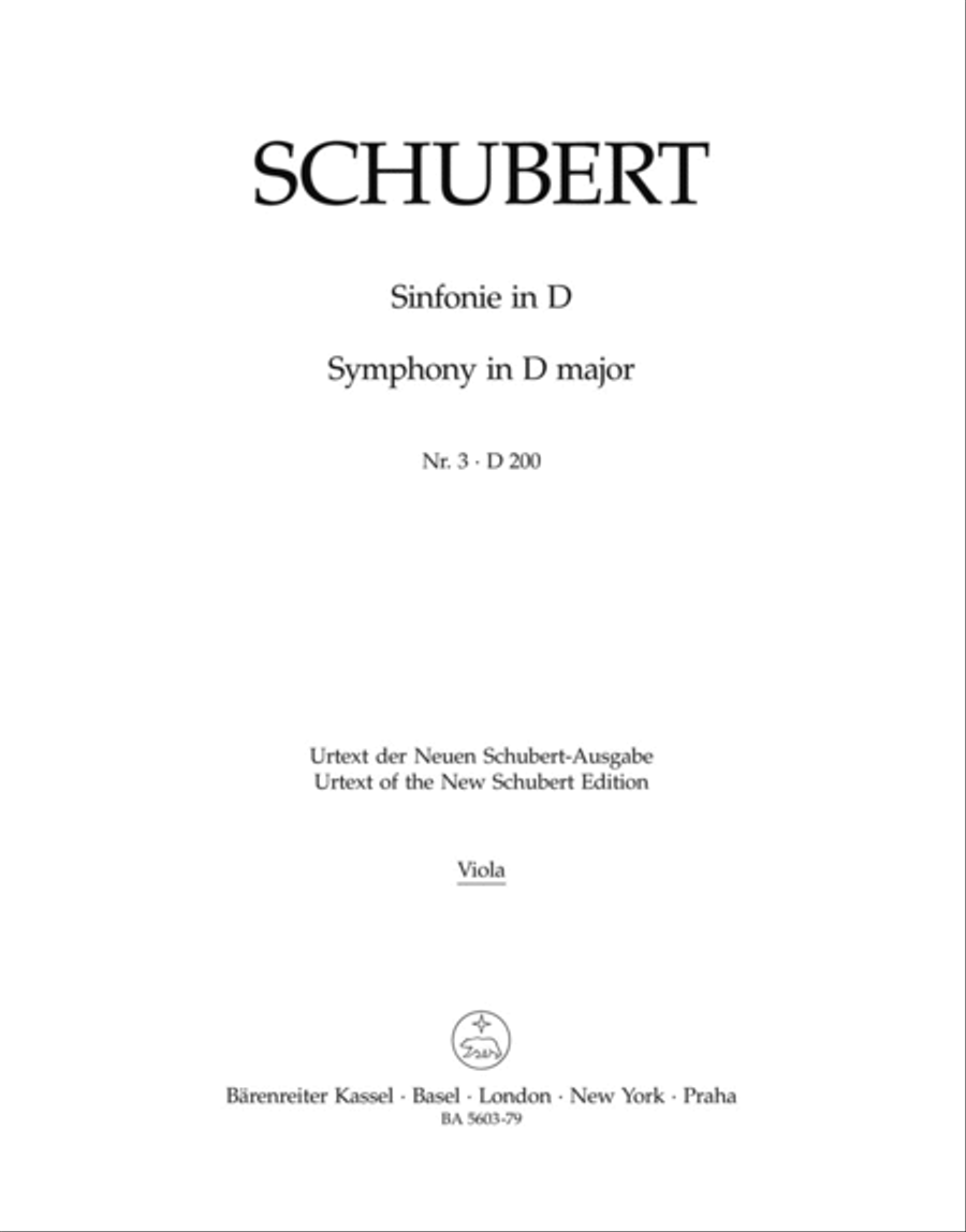 Symphony, No. 3 D major D 200 Viola scores gallery preview page 1