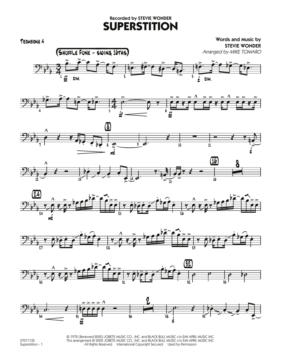 Superstition - Trombone 4 Jazz Ensemble scores gallery preview page 1