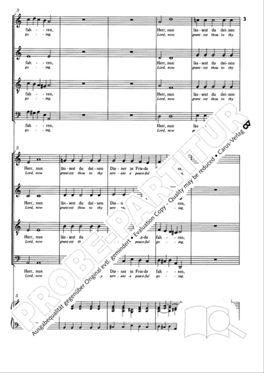 Lord, now lettest thou thy servant depart (Herr, nun lassest du deinen Diener) 4-Part scores gallery preview page 4