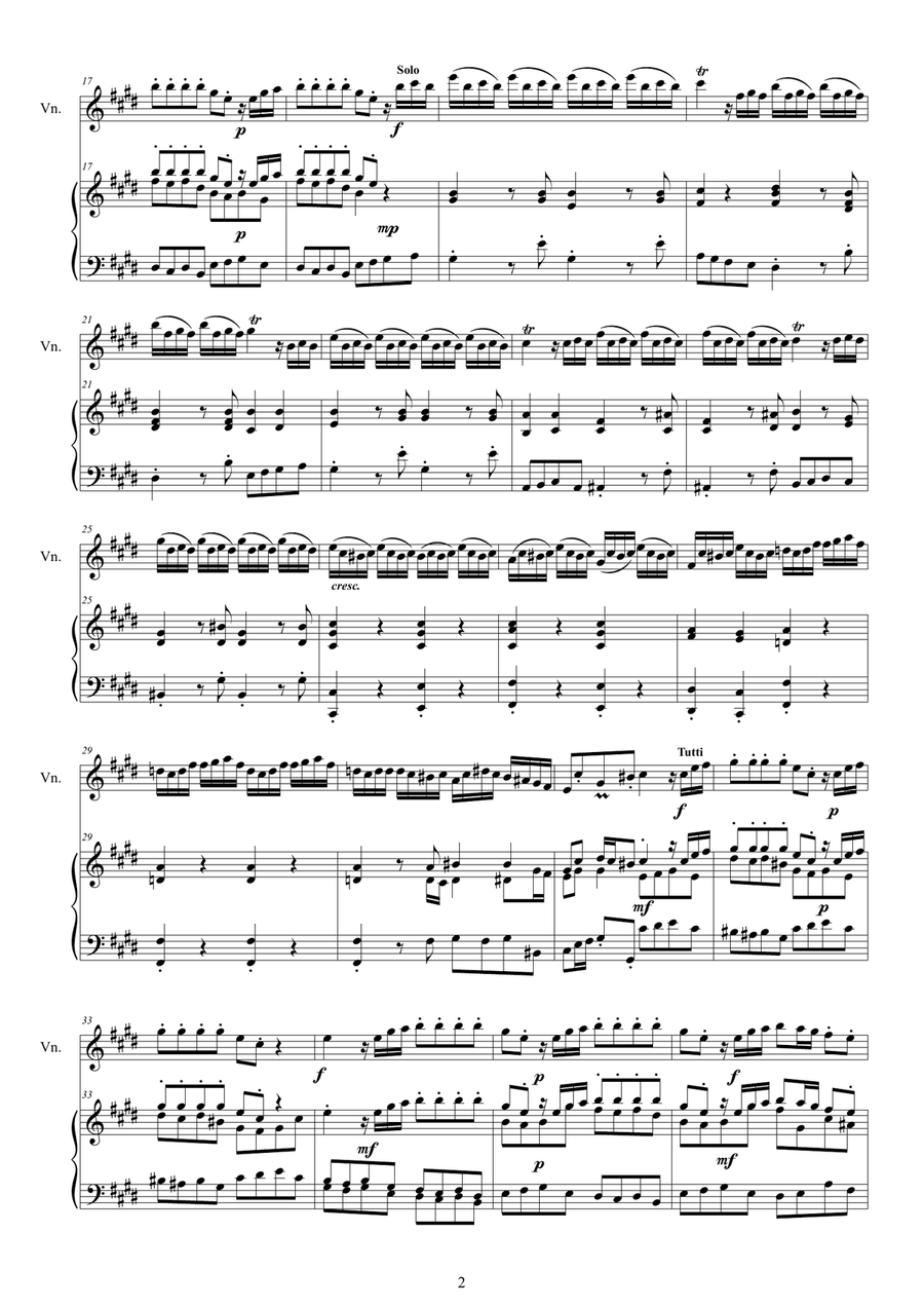 Vivaldi - Violin Concerto No.12 in E major RV 265 Op.3 for Violin and Piano Violin Solo scores gallery preview page 2