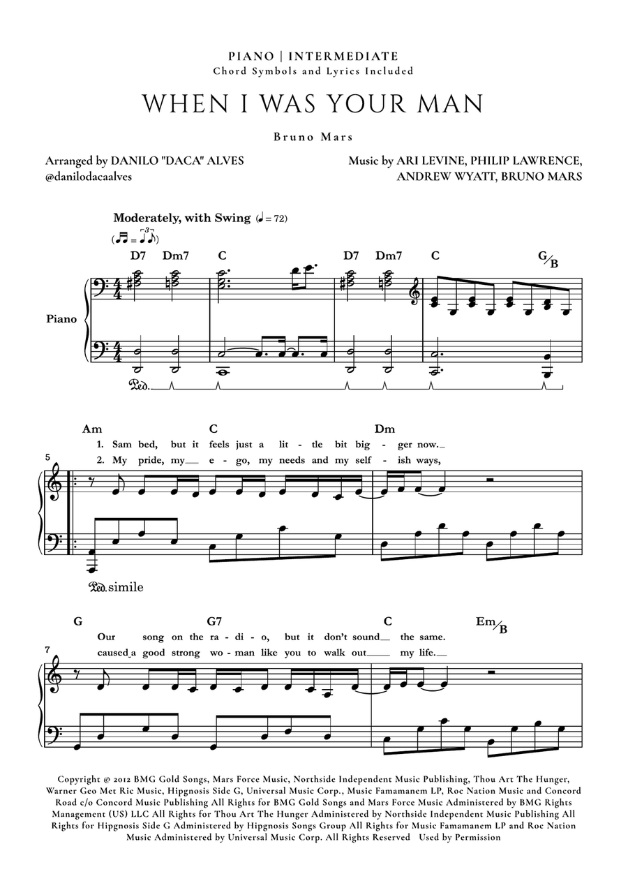 When I Was Your Man Piano Solo scores gallery preview page 1