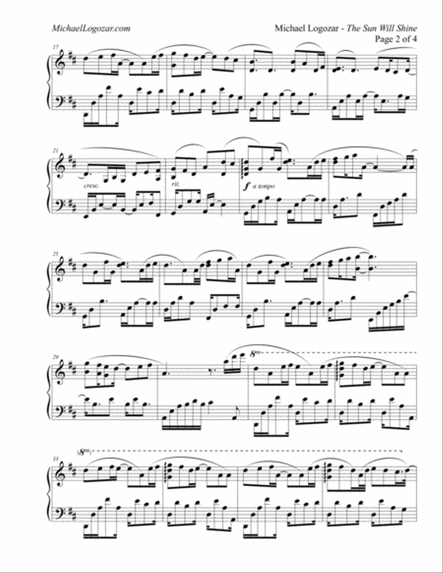 The Sun Will Shine The Sun Will Shine Piano Solo scores gallery preview page 2