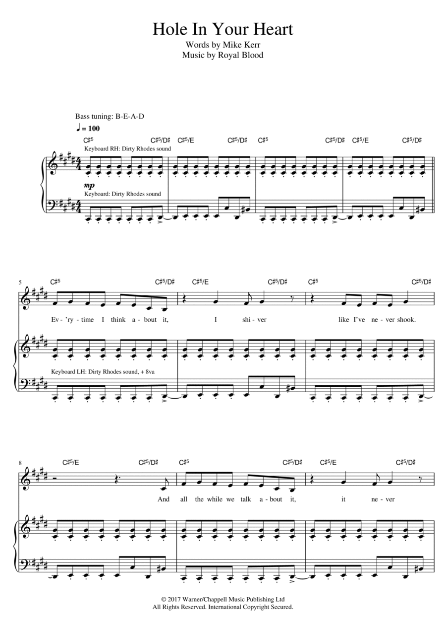 Hole In Your Heart Guitar Tablature scores gallery preview page 1
