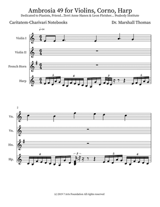 Ambrosia 49 for Violins, Corno, Harp
