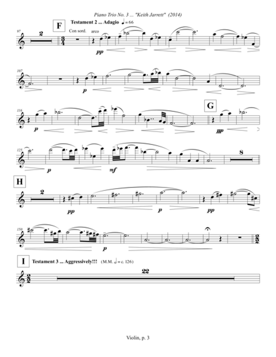 Piano Trio No. 3 ... Keith Jarrett (2014) for violin, cello and piano: violin part