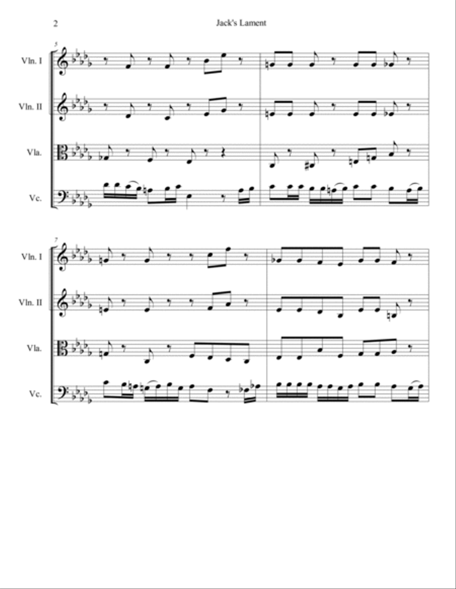 Jack's Lament String Quartet scores gallery preview page 3