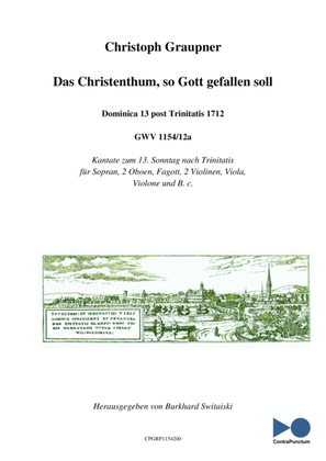 Graupner Christoph Cantata Das Christenthum so Gott gefallen soll GWV 1154/12a