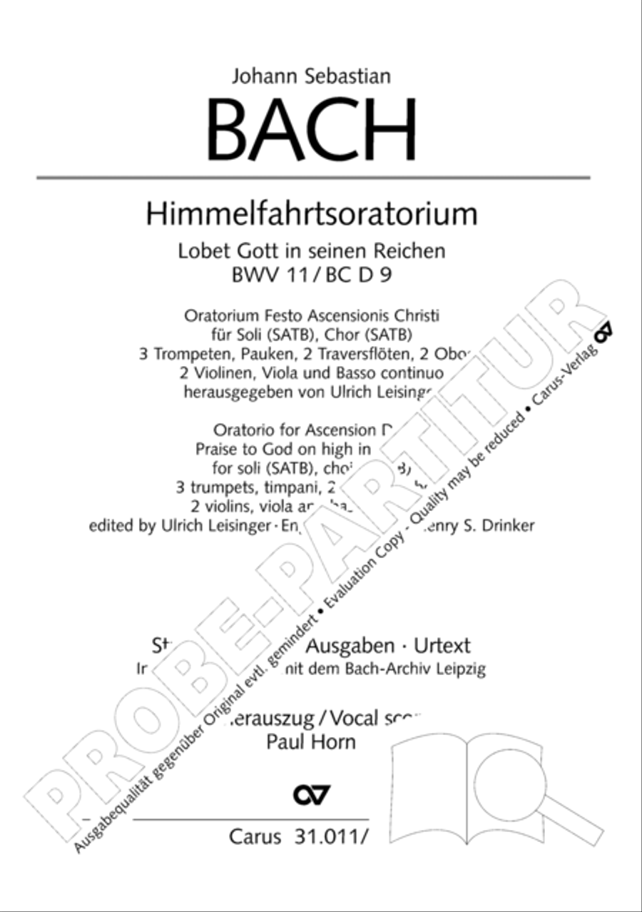Lobet Gott in seinen Reichen (Himmelfahrtsoratorium) 4-Part scores gallery preview page 2