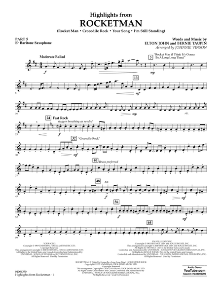 Highlights from Rocketman (arr. Johnnie Vinson) - Pt.5 - Eb Baritone Saxophone