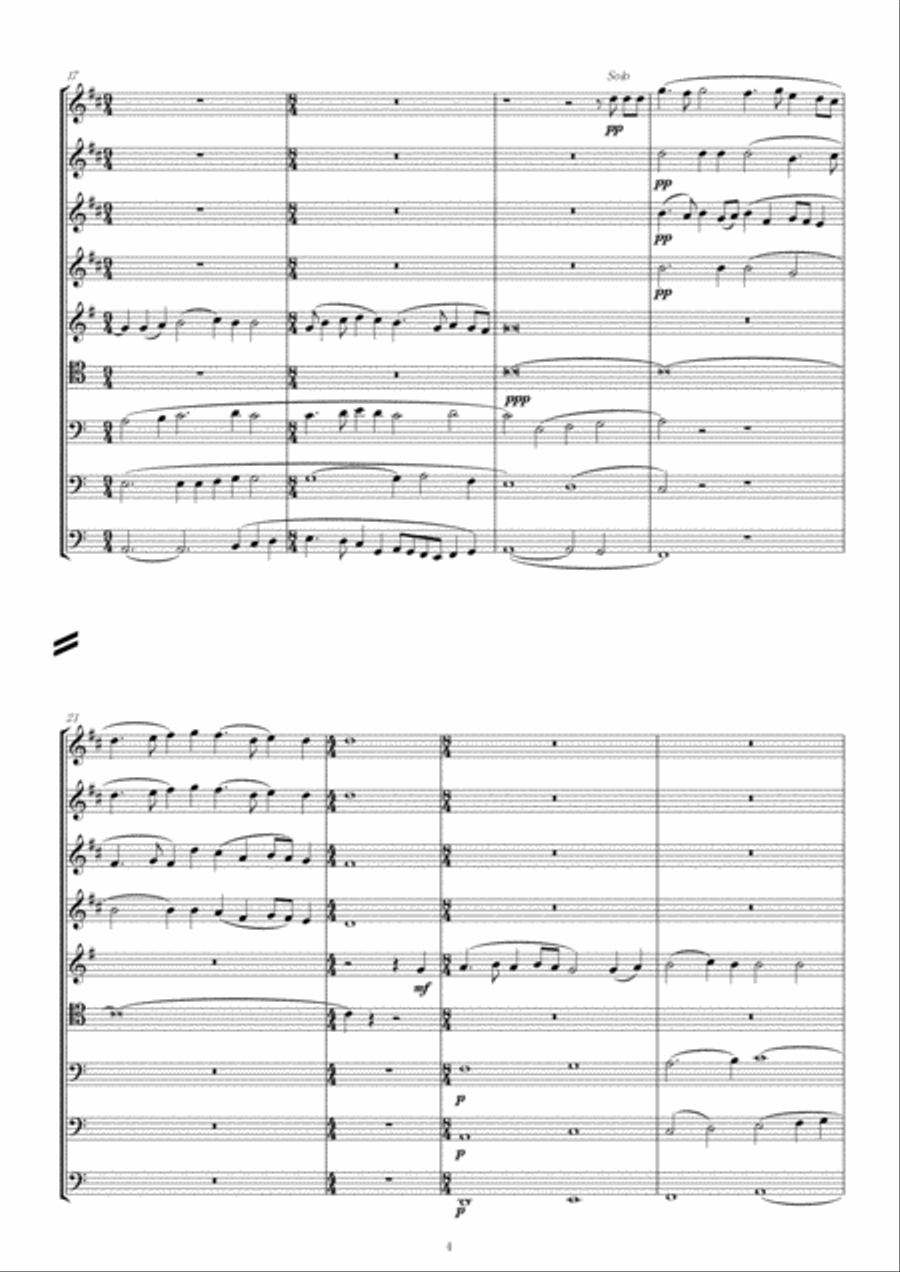 Rachmaninov:Praise The Lord, O My Soul For Brass Nonet, from All Night Vigil (Vespers) 2nd movement Brass Ensemble scores gallery preview page 4