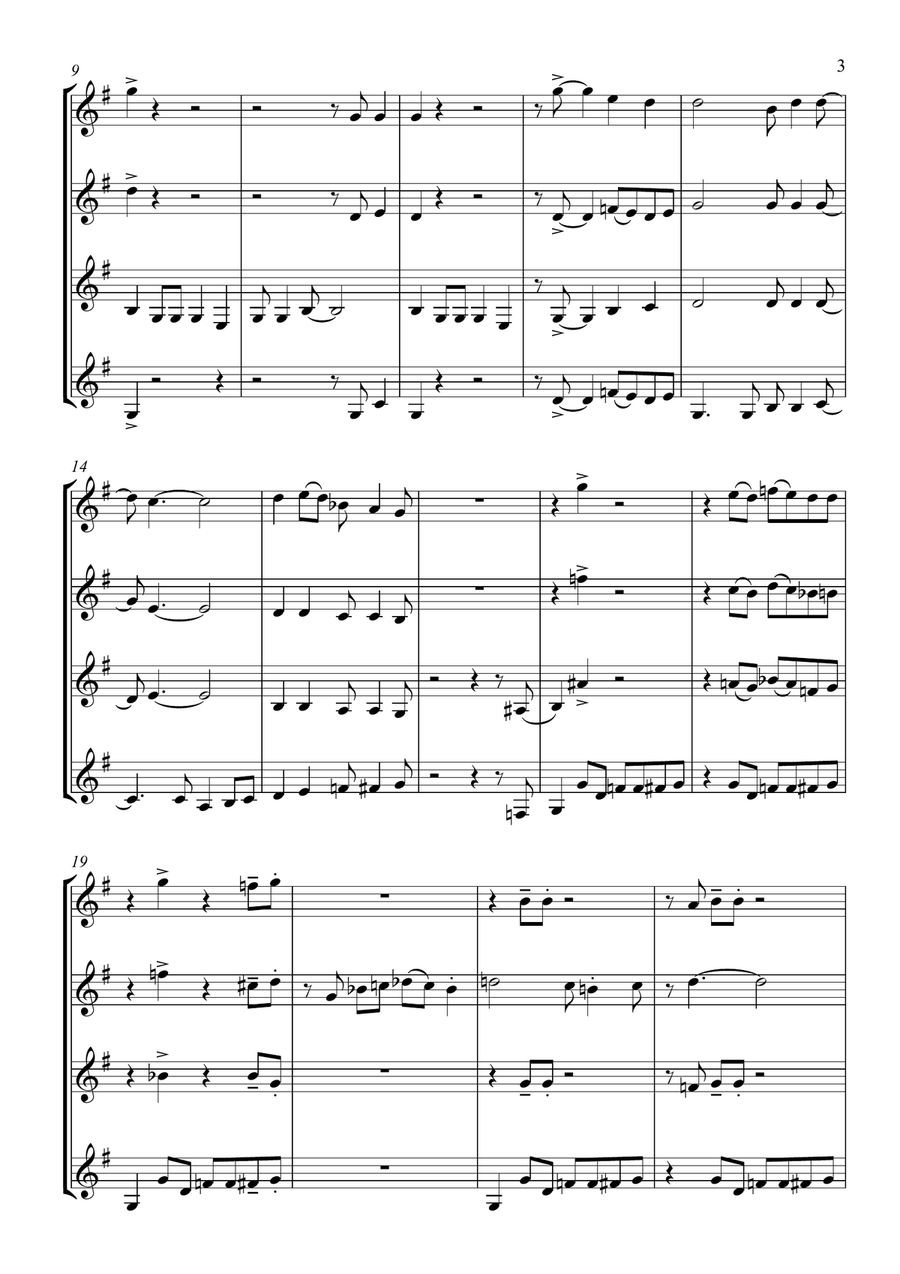Children Go Where I Send Thee - For Clarinet Quartet Clarinet Quartet scores gallery preview page 3