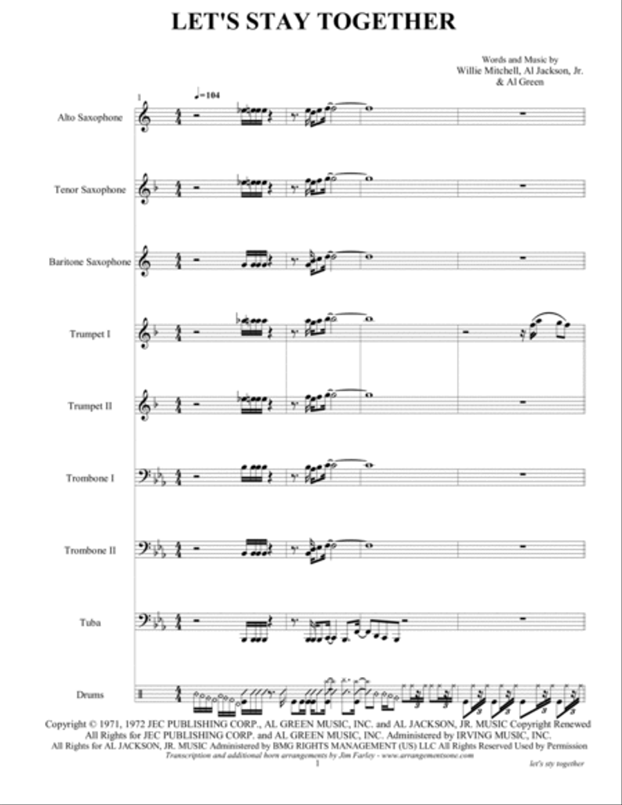 Let's Stay Together Jazz Ensemble scores gallery preview page 3