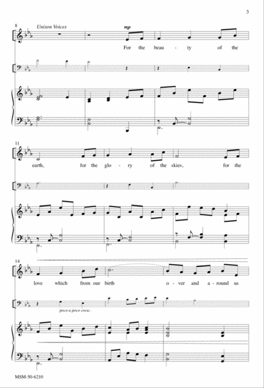 For the Beauty of the Earth Unison Choir scores gallery preview page 3