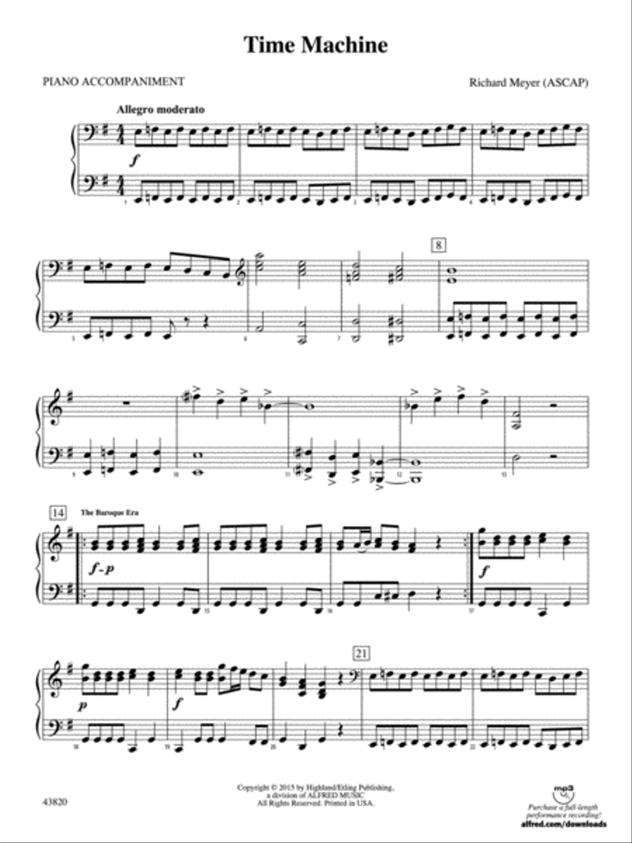 Time Machine: Piano Accompaniment Orchestra scores gallery preview page 1
