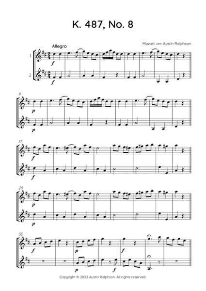 Mozart K. 487 No. 8 - violin duet image number null