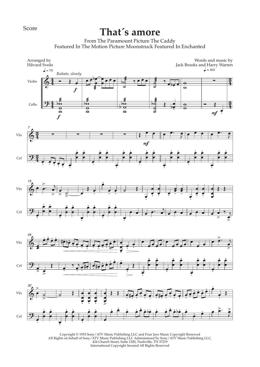 That's Amore (that's Love) String Duet scores gallery preview page 1