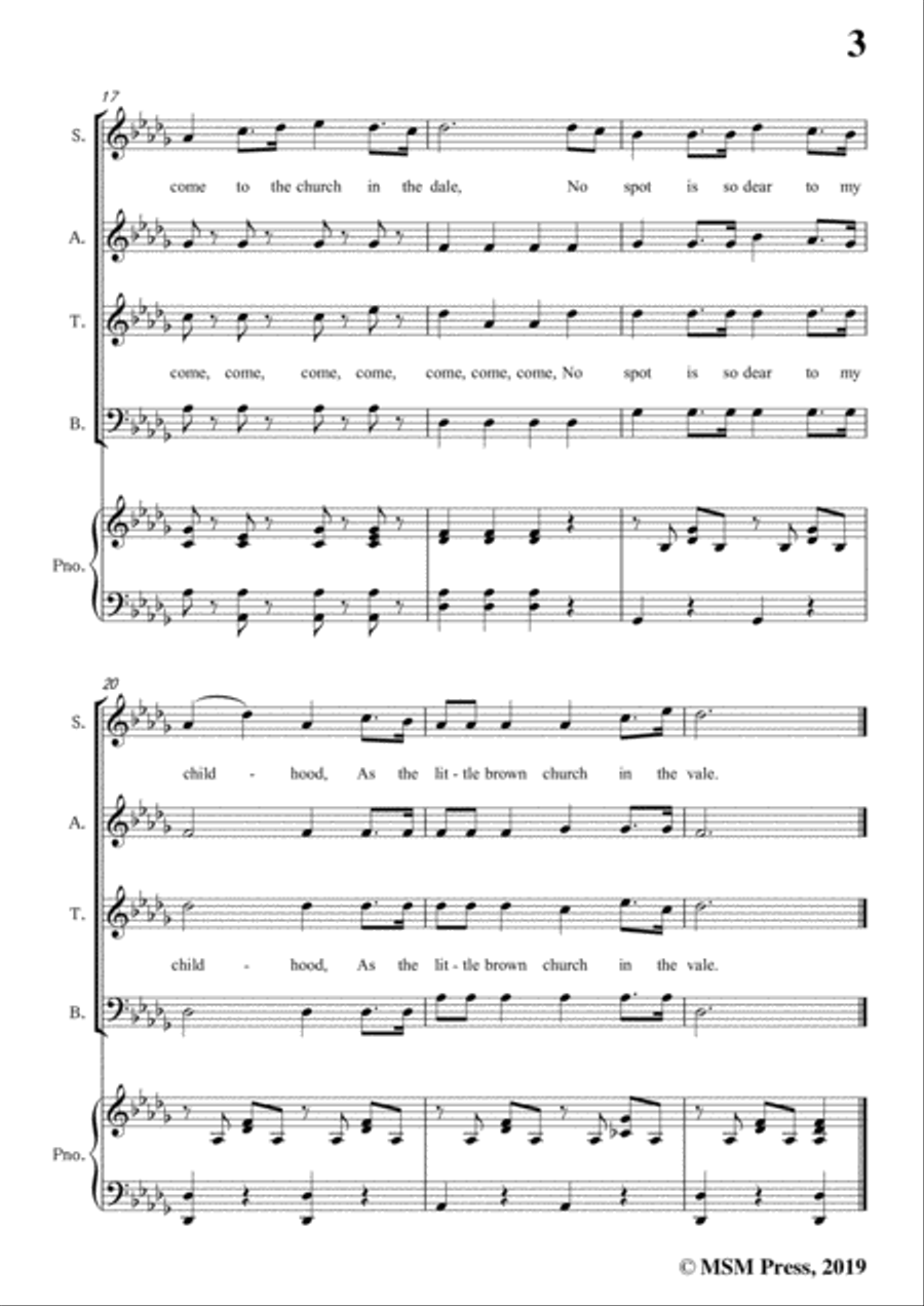 William S. Pitts-Little Brown Church,in D flat Major,for Voice and Piano Voice Solo scores gallery preview page 5