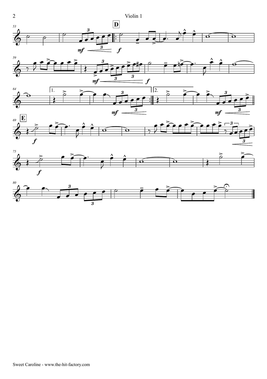 Sweet Caroline String Quartet scores gallery preview page 5