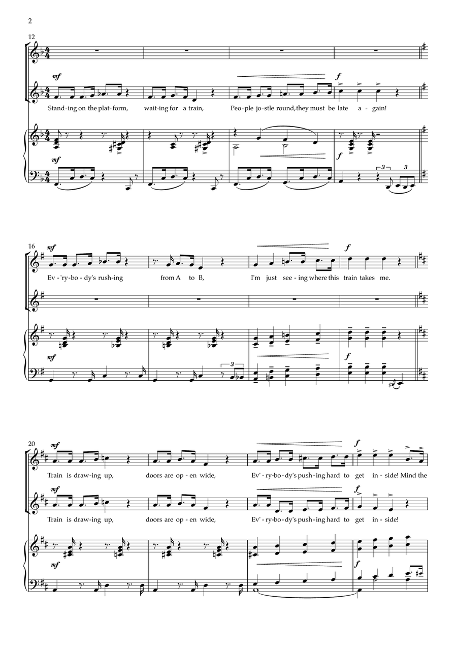 Mind the Gap! (mixed voices SABar, and piano) 3-Part scores gallery preview page 2