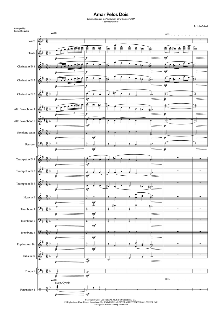 Amar Pelos Dois Concert Band scores gallery preview page 1