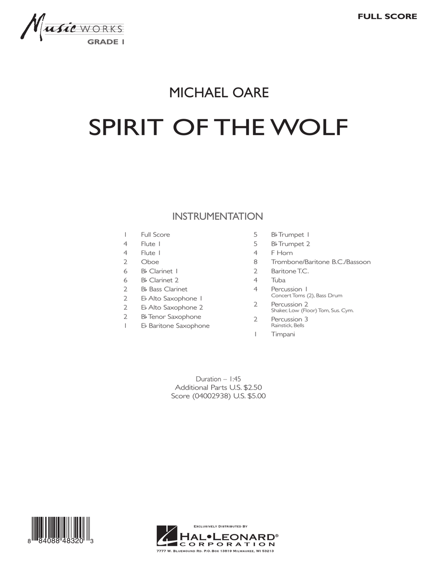 Spirit Of The Wolf - Full Score Concert Band scores gallery preview page 1