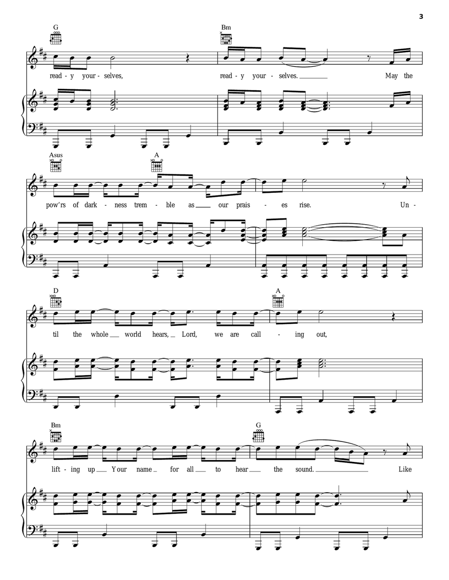 Until The Whole World Hears Piano, Vocal, Guitar scores gallery preview page 3