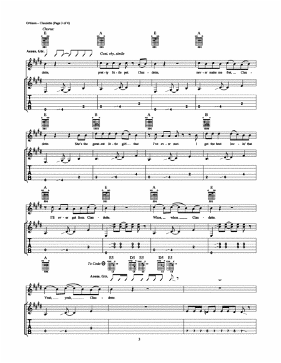 Claudette Claudette Easy Guitar scores gallery preview page 3