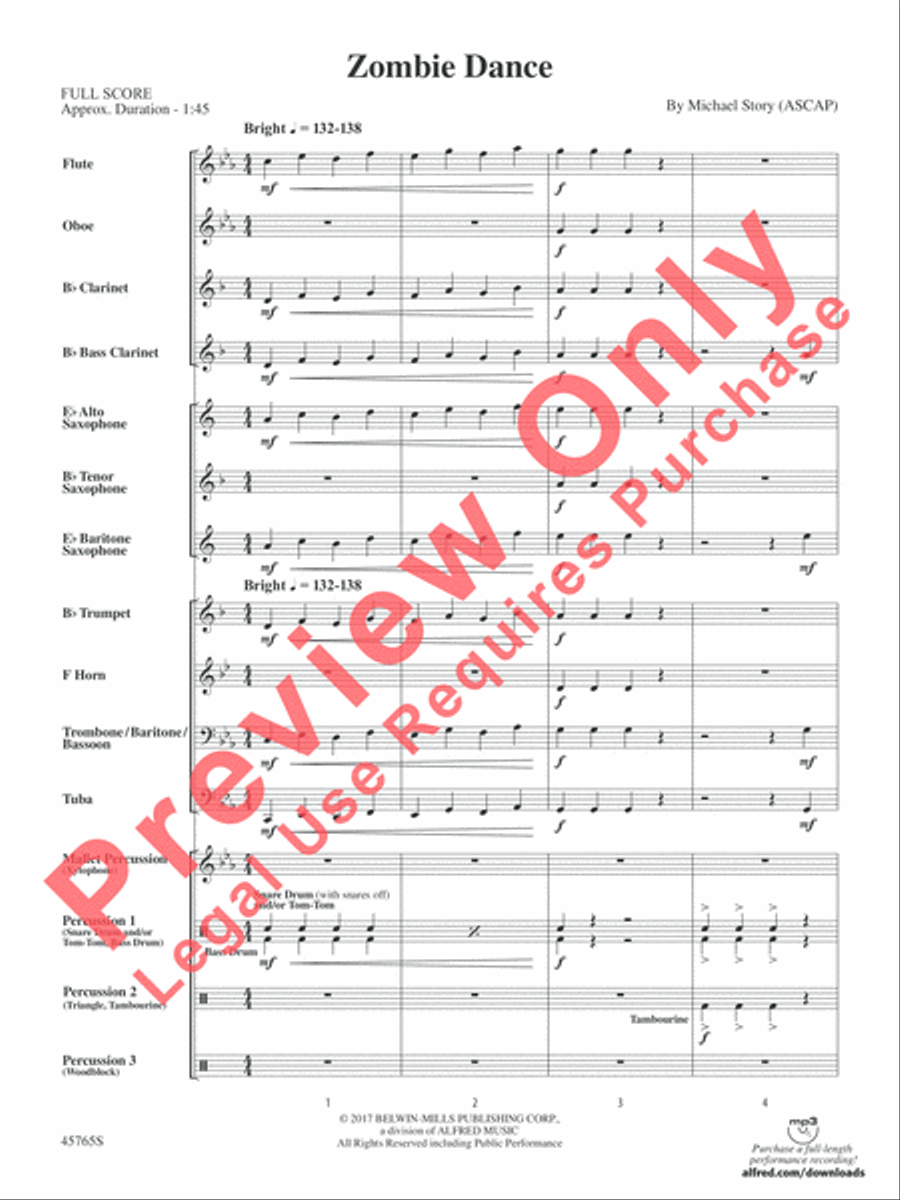 Zombie Dance Concert Band scores gallery preview page 3