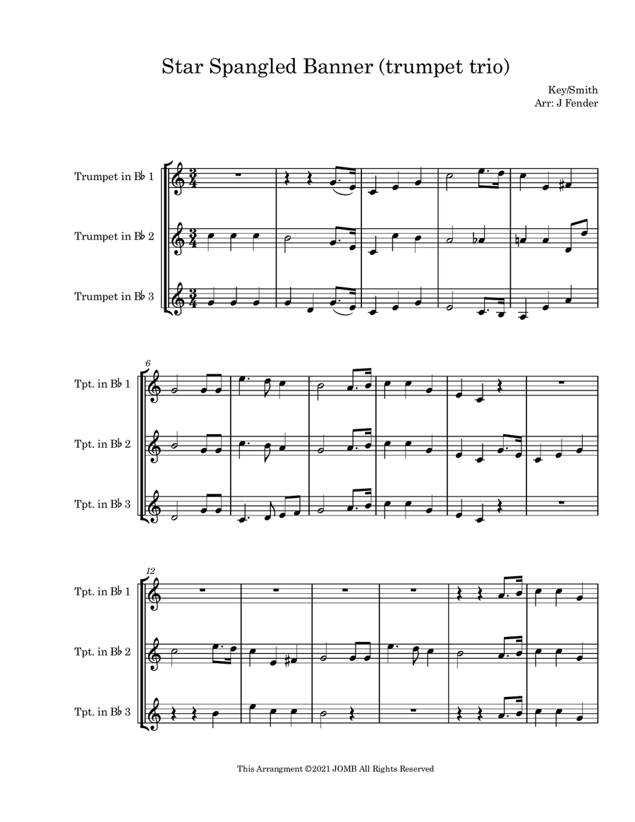 Star Spangled Banner Star Spangled Banner Trumpet Trio scores gallery preview page 1
