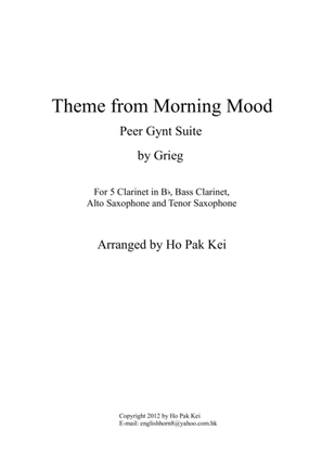 Theme form Morning Mood for clarinets and saxophones