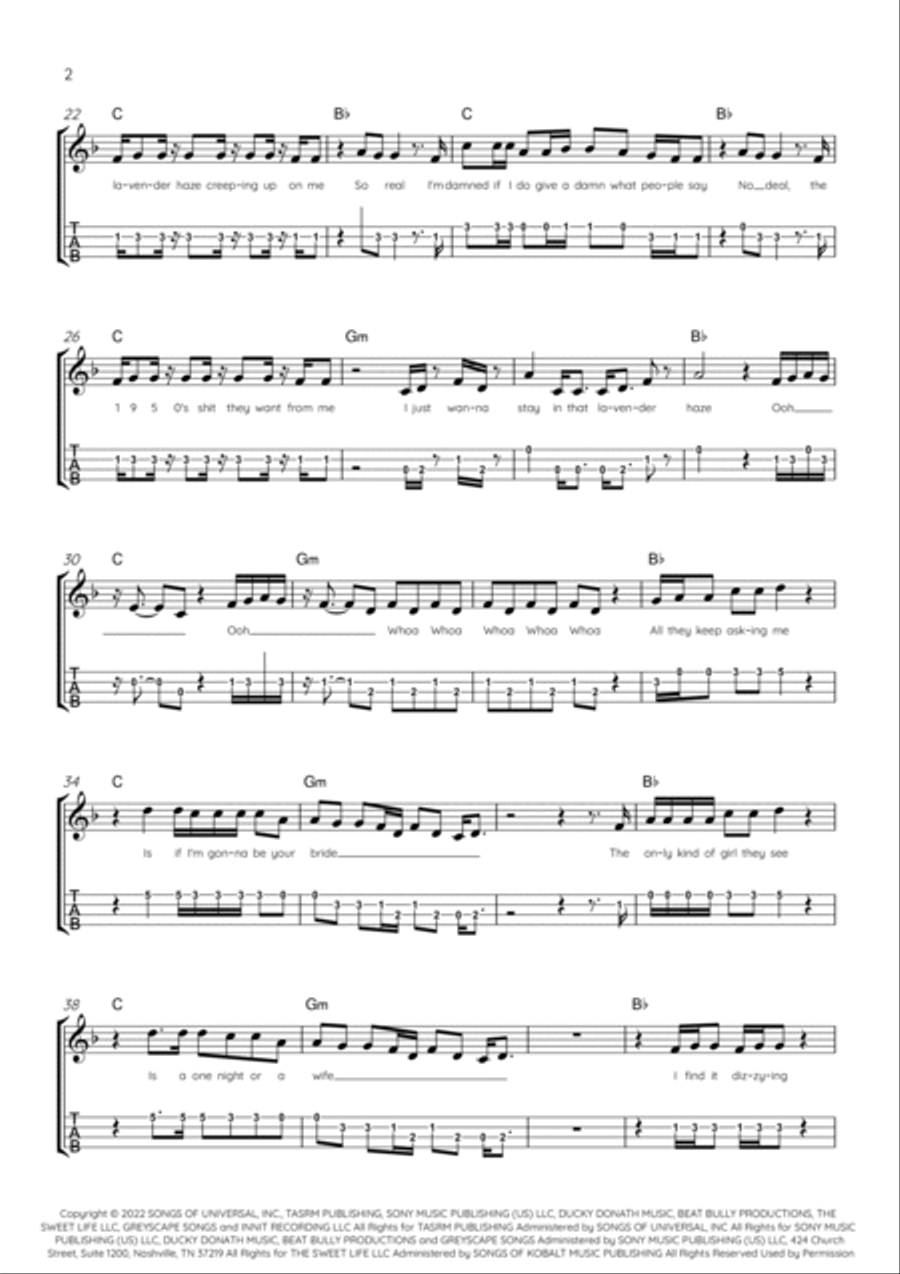 Lavender Haze Lavender Haze Ukulele scores gallery preview page 2