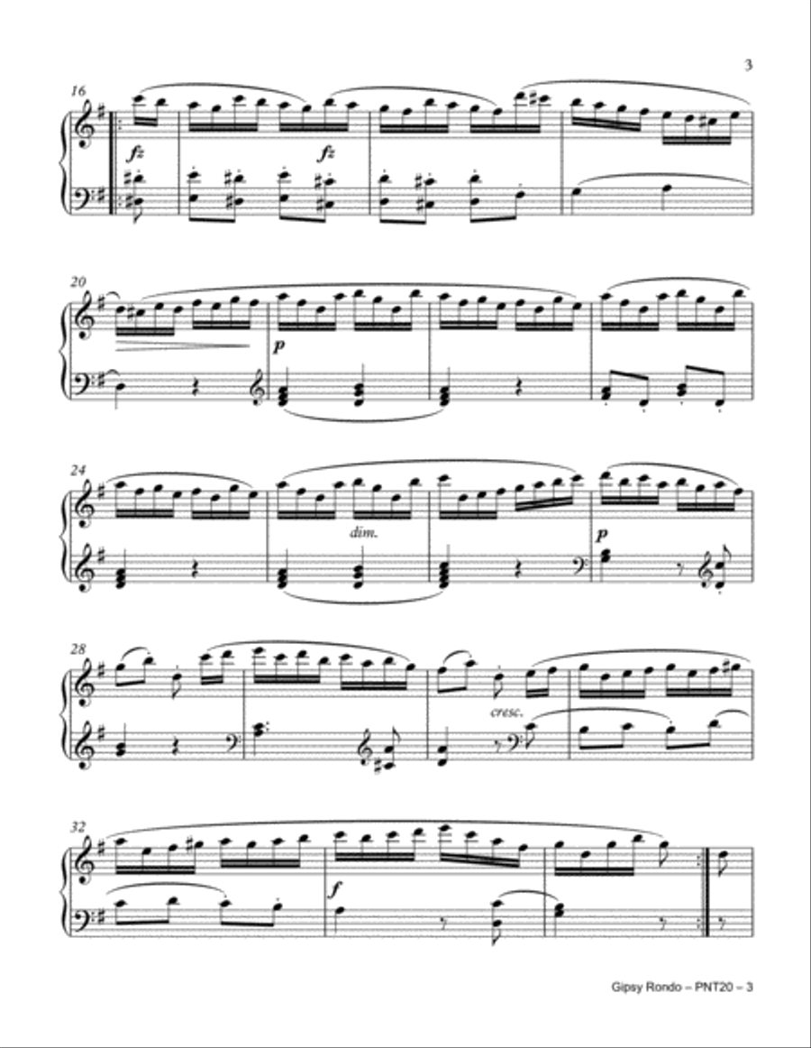 Gipsy Rondo (Hungarian Rondo) Piano Solo scores gallery preview page 3