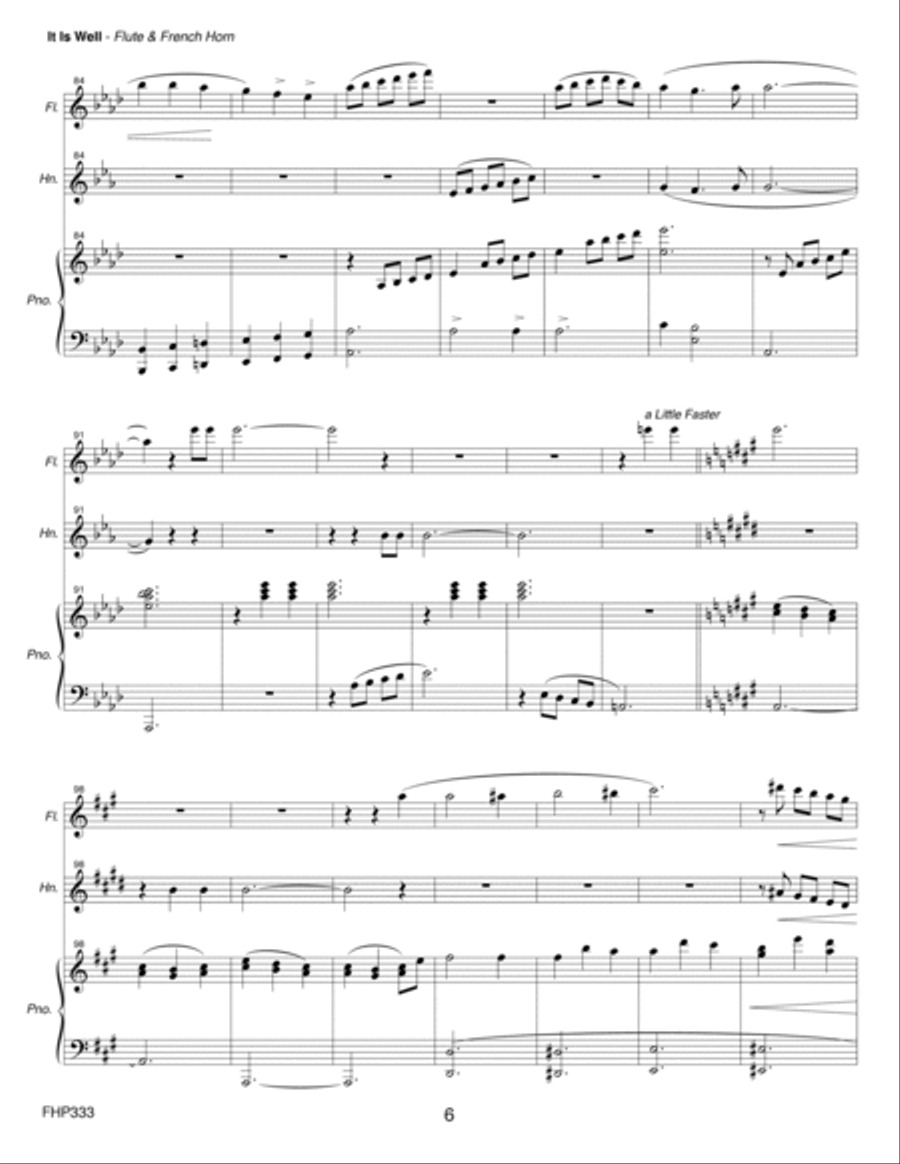 IT IS WELL WITH MY SOUL - FLUTE and HORN with Piano Accompaniment Woodwind Duet scores gallery preview page 6