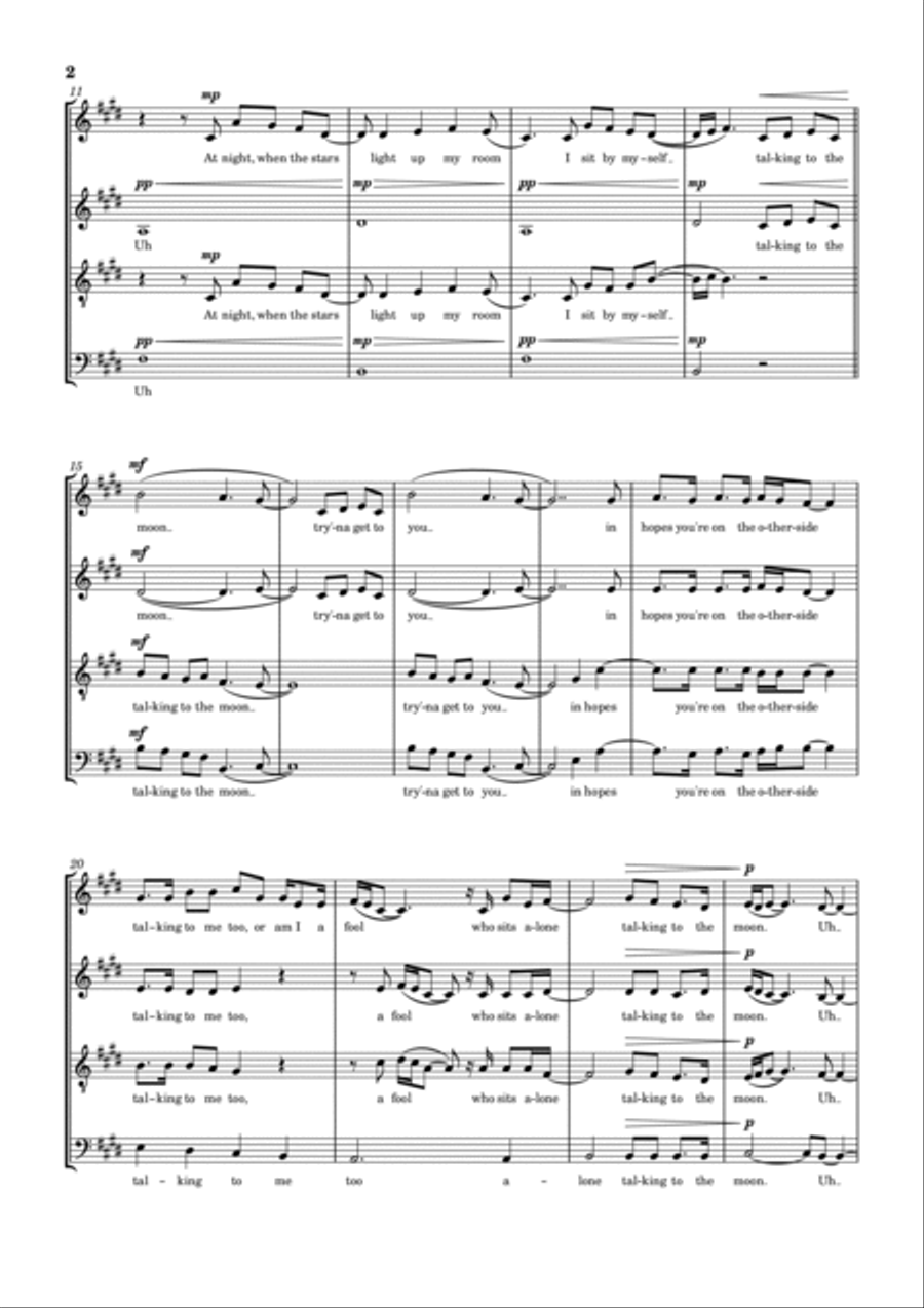 Talking To The Moon 4-Part scores gallery preview page 2