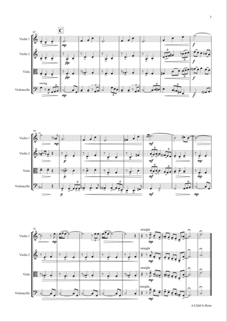 A Child Is Born String Quartet scores gallery preview page 3