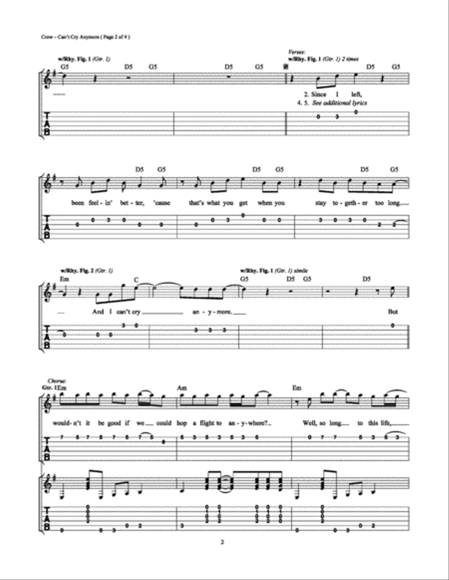 Can't Cry Anymore Easy Guitar scores gallery preview page 2