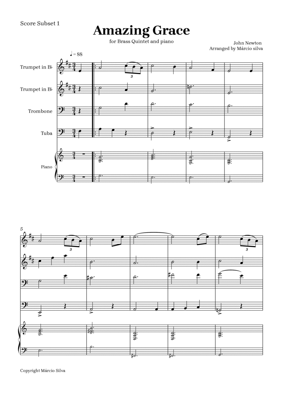 Amazing grace Trombone scores gallery preview page 1