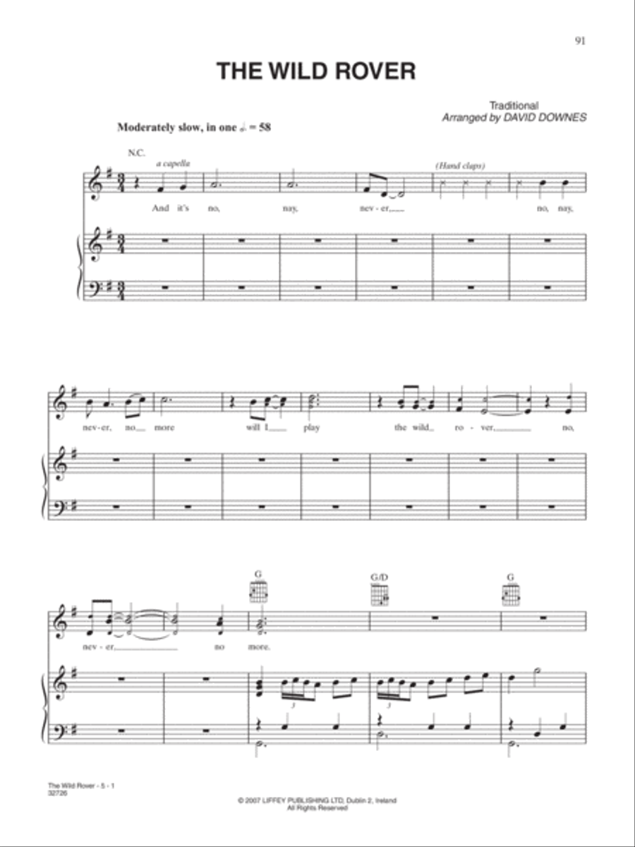 The Wild Rover Piano, Vocal, Guitar scores gallery preview page 1