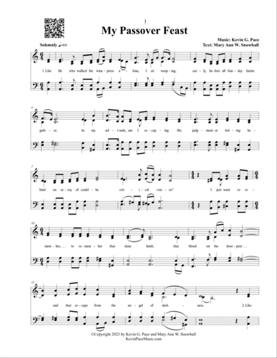 My Passover Feast, a sacred hymn 4-Part scores gallery preview page 2