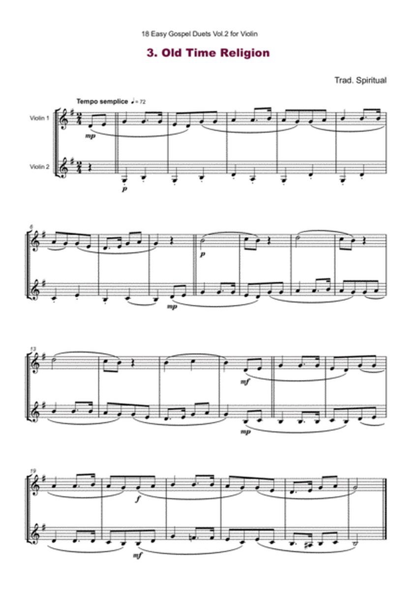 18 Easy Gospel Duets Vol.2 for Violin